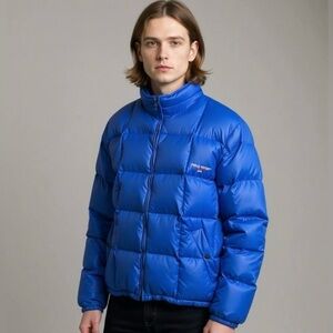 VINTAGE 90's POLO Sport RALPH LAUREN Ocean Blue Quilted Down Puffer Puffer Jacke